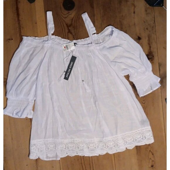 Unique Spectrum Tops - Unique Spectrum Womens Plus 3X Top Off Shoulder Smocked Sheer Peasant Lace NWT